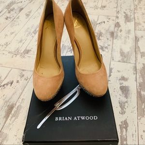 Brian Atwood suede and stone pumps